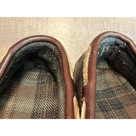 LL Bean Handsewn Slippers Shoes Men\'s 8M Flannel Lined Brown Leather 212164 main image 12